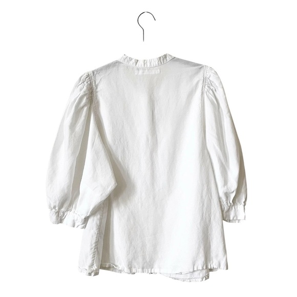 Samsoe Samsoe Mejse Shirt Women's Size L Bright White Button Down Puff Sleeves - Picture 3 of 6